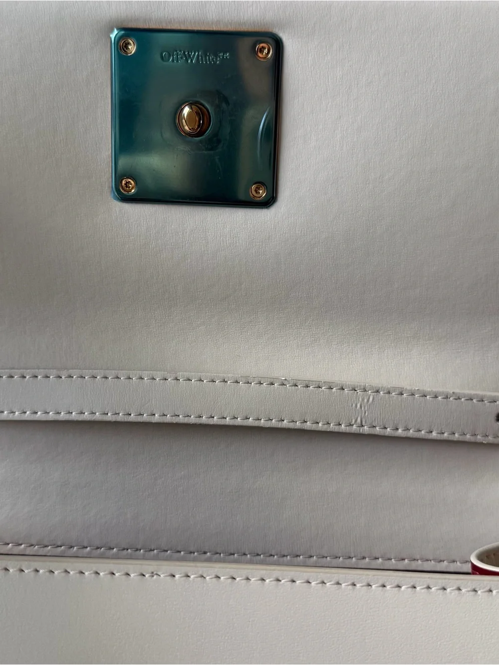 OFF WHITE Jitney 2.8 Top Handle Bag, White/Gold, “Melted”